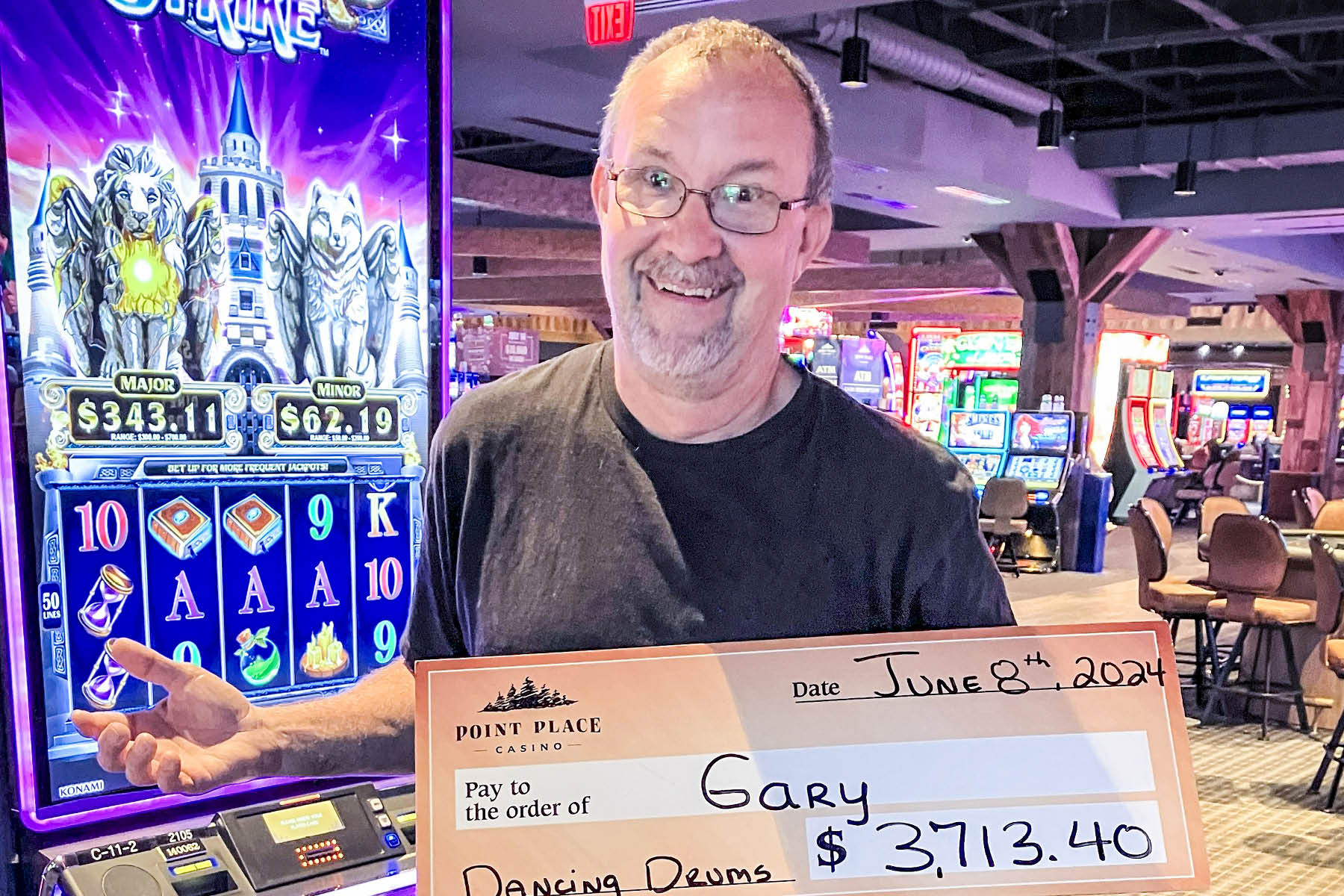 Gary won $3,713