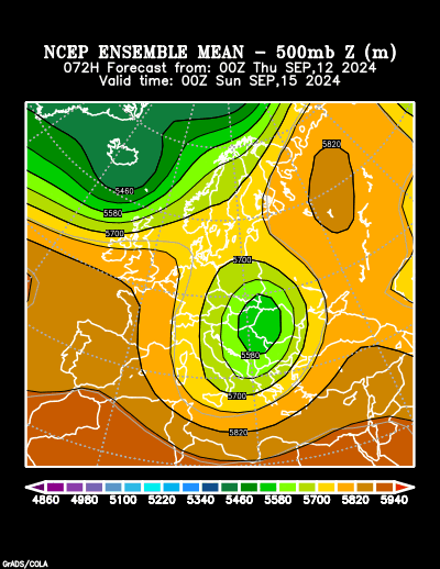 NCEP Ensemble t = 072 hour forecast product