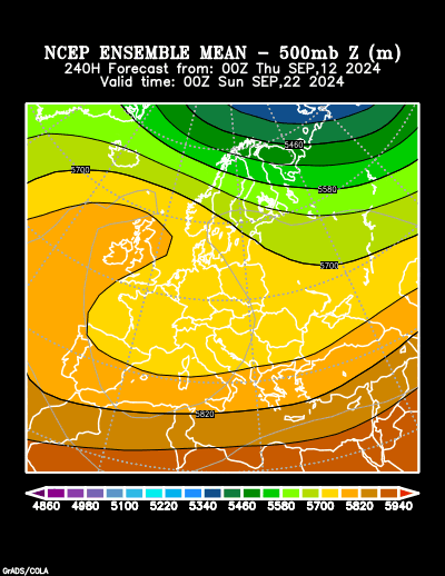 NCEP Ensemble t = 240 hour forecast product