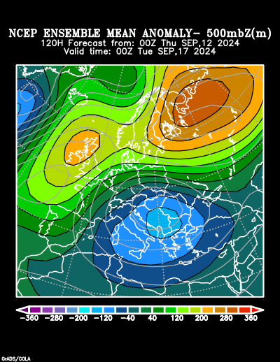 NCEP Ensemble t = 120 hour forecast product