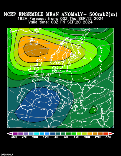 NCEP Ensemble t = 192 hour forecast product