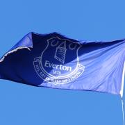 A general view of a Everton flag above the stadium ahead of the Premier League match at Goodison Park, Liverpool. Picture date: Saturday August 31, 2024. PA Photo. See PA story SOCCER Everton. Photo credit should read: Peter Byrne/PA