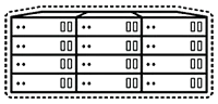 Icon of datacenter wrapped in a dashed stroke representing virtualization 