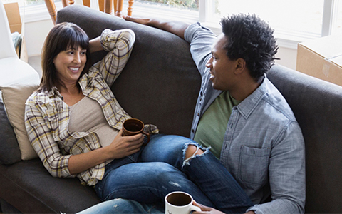 Happy couple relaxing