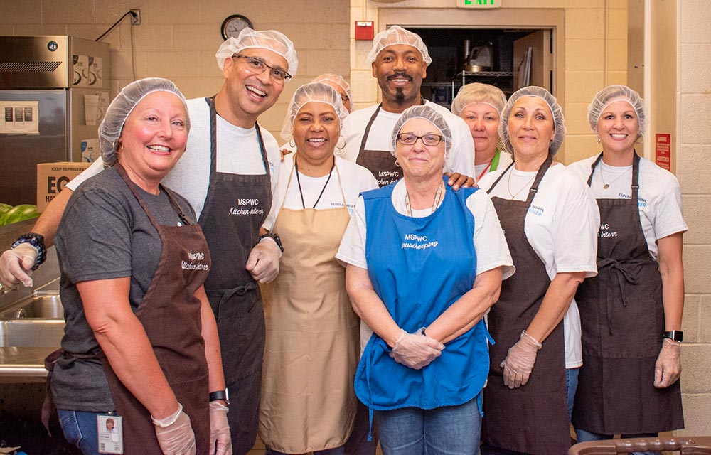 Fed Volunteers at a local food bank