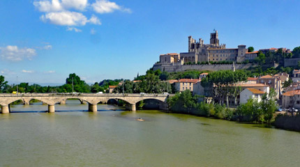 The hilltop cathedral at Beziers