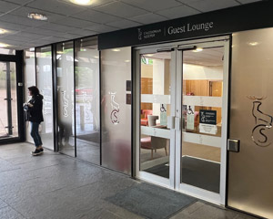 Caledonian Sleeper lounge at Fort William, entrance doors