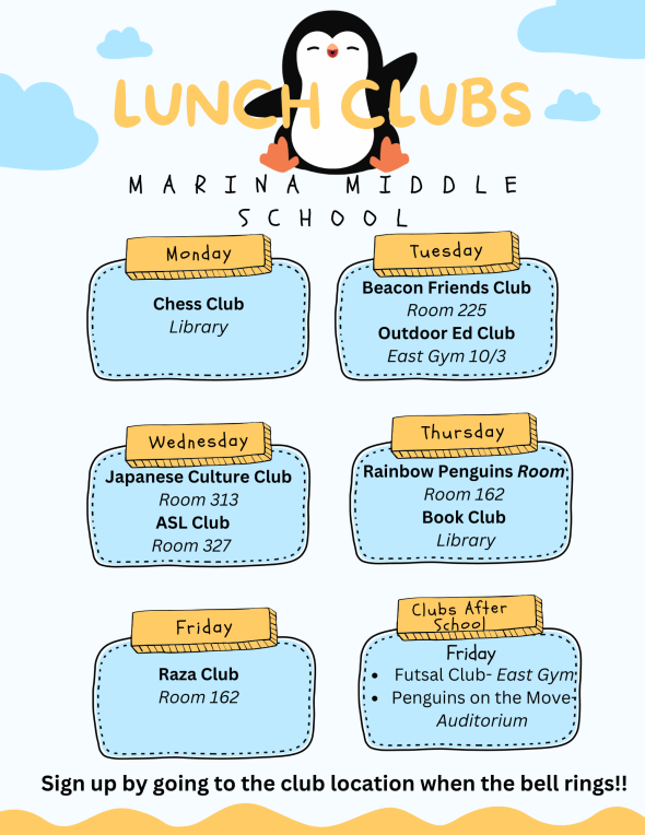 Marina Lunch Club Offerings