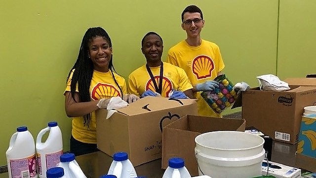 Interns preparing items for the food bank