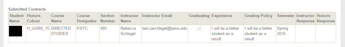 the Submitted Contracts section