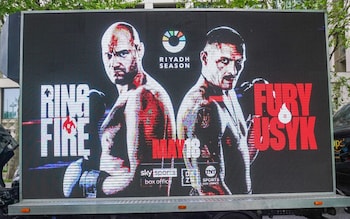 A digital poster on a truck in London promoting Tyson Fury v Oleksandr Usyk