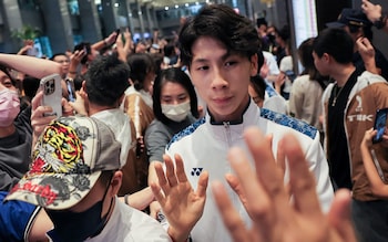 Gold medalist boxer Lin Yu-ting with fans at an event in New Taipei City, Taiwan August 15, 2024