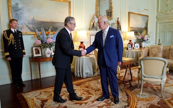 The King welcomes Sir Keir Starmer during an audience at Buckingham Palace