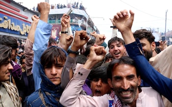 Afghan cricket fans celebrate their team's victory in Khost province on June 25, 2024