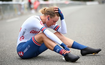 Lizzy Banks after women's time trial in European Road Championships in 2020