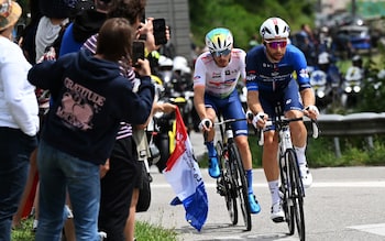 The two-man breakaway out in front