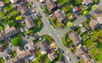 Ariel shot of homes in Britain