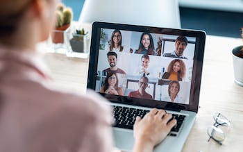 Woman on video call