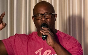 Jamaal Bowman speaks during a primary-night watch party on Tuesday