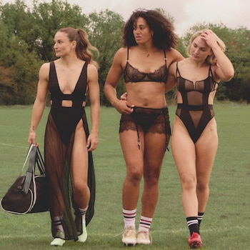 Team GB rugby players Jasmine Joyce (left), Celia Quansah (centre) and Ellie Boatman (right)