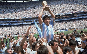 Diego Maradona holds up the World Cup trophy after Argentina's 3-2 victory over West Germany at Azteca Stadium in Mexico City - Harry Kane and Jude Bellingham are the key to England winning the Euros, not Gareth Southgate