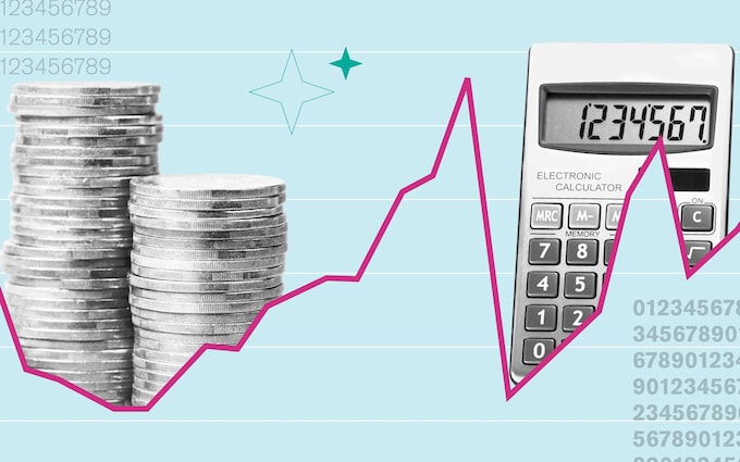 infographic showing calculator and a stack of coins