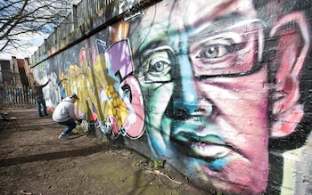 A mural of Hawking in Cambridge