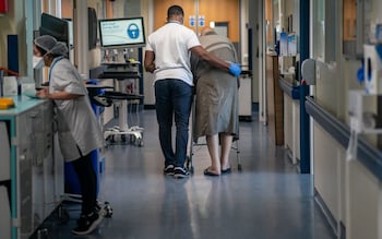 NHS staff on a ward at Ealing Hospital in west London