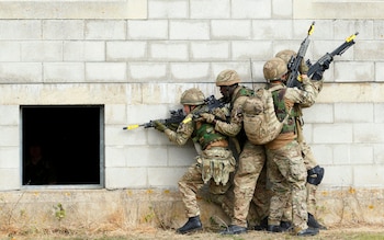 Army reservists in battle training