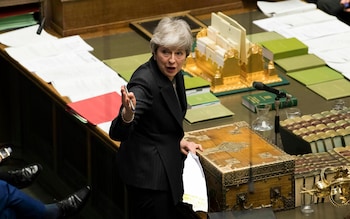 Prime Minister Theresa May speaks during Prime Minister's Questions in the House of Commons