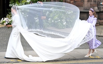 Olivia Henson arrives at Chester Cathedral 