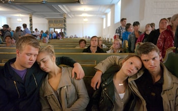 People gathering at Oslo cathedral to mourn the 93 people killed in the 2011 terror attacks 