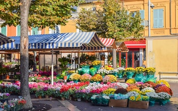 Flower market stalls at Cours Saleya, French Riviera