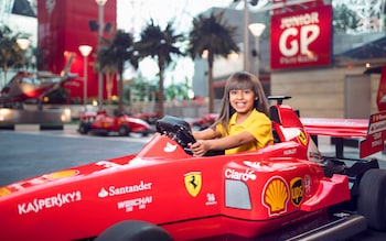 Burning rubber at Ferrari World 