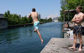 The Limmat river runs right through the centre of Zurich