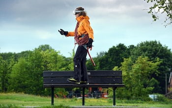 Lucy Aspden-Kean experiences the virtual reality of climbing Everest at New Longton Park, near Preston