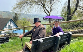 People in Victorian costume at the Heights of Abraham