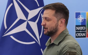 VILNIUS, LITHUANIA - JULY 12: Ukrainian President Volodymyr Zelensky attends the second day of the 2023 NATO Summit on July 12, 2023 in Vilnius, Lithuania. The summit is bringing together NATO members and partner countries heads of state from July 11-12 to chart the alliance's future, with Sweden's application for membership and Russia's ongoing war in Ukraine as major topics on the summit agenda. (Photo by Sean Gallup/Getty Images)