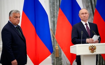 Viktor Orban and Vladimir Putin in Moscow on Friday July 5