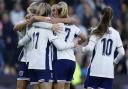 England celebrate Alessia Russo’s opening goal against the Republic of Ireland (Nigel French/PA)
