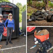 Carolyn Richardson (left) and Elaine Haughey say areas near Blythswood Retail Park have become a dumping ground