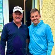 Todd Hamilton, left, with Scott McGrenaghan of Elderslie Golf Club