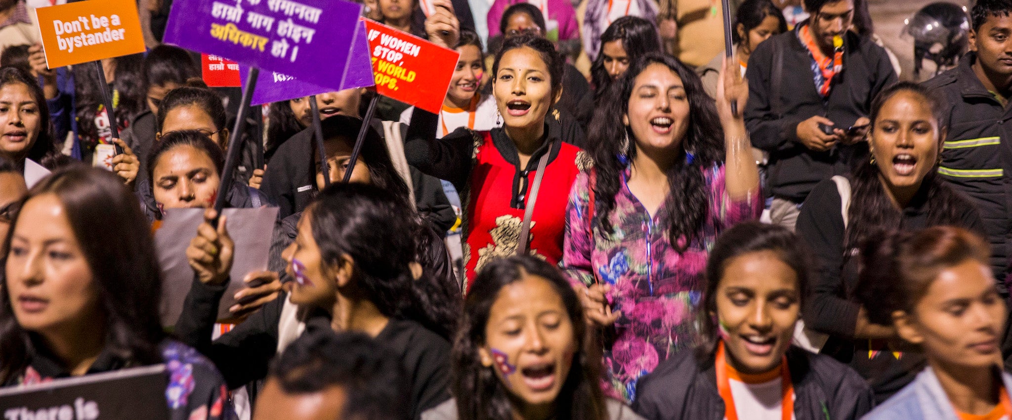 Hundreds gather in Janakpur, Nepal in December 2019 to take part in a Women's March. Photo: UN Women/Uma Bista