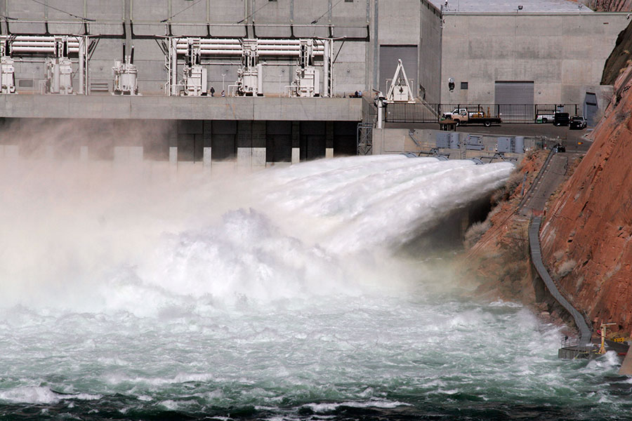 Glen Canyon Dam During High Flow Release