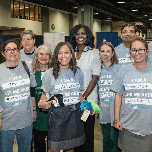 U.S. Department of Agriculture (USDA) Agricultural Research Service (ARS) Administrator Dr. Chavonda Jacobs-Young (center) visits with scientists and engineers participating in the “Meet the Scientists and Engineers Program,” during the 4th USA Science & Engineering Festival at the Walter E. Washington Convention Center, in Washington D.C,