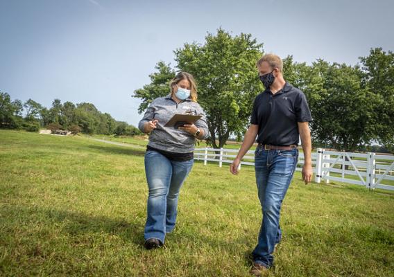 FSA Program Technician Jessica Clarke talks with Maryland producer Ethan Whiteside