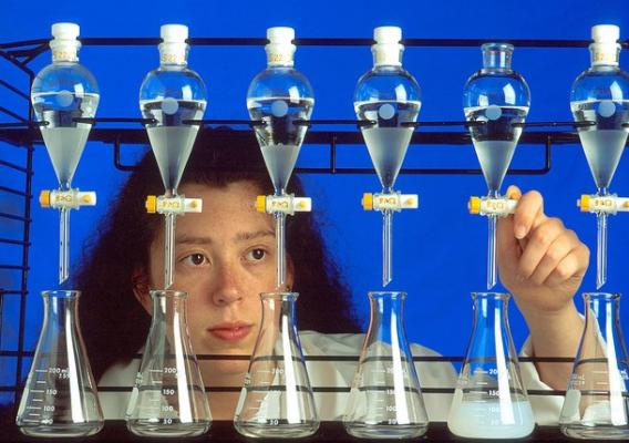 Girl in science lab