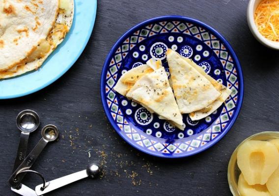 A pear quesadilla