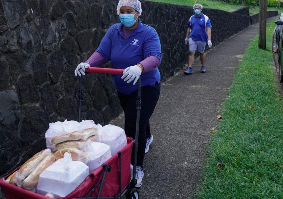 YMCA members delivering food