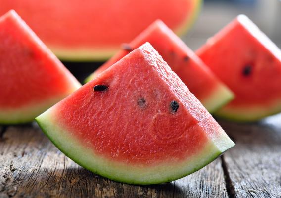 Watermelon on a wooden table